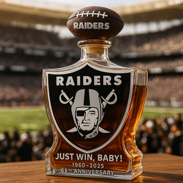 Vegas Raiders 65th Anniversary Whiskey Decanter