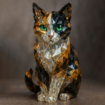 Crystal cat sculpture