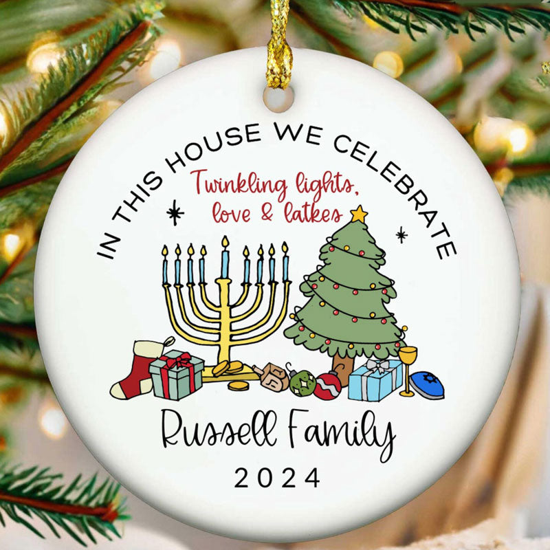 Personalized Hanukkah Christmas Ornament