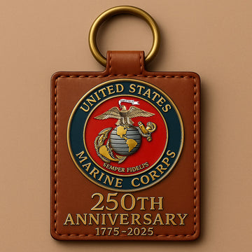 U.S. Marine Corps 250th Anniversary Leather Keychain
