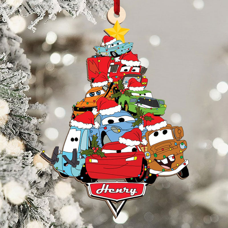 Personalized Name Cars Christmas Tree Ornament