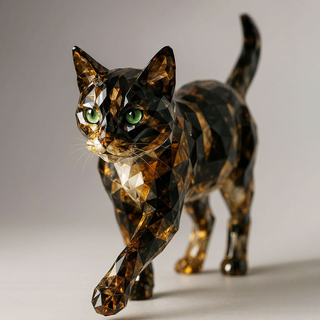 Crystal cat sculpture
