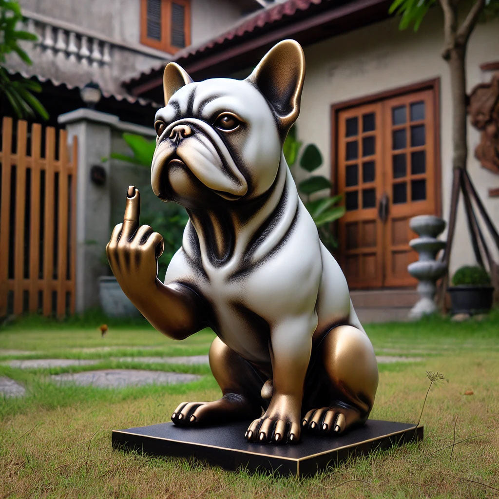 French Bulldog Middle Finger Sculpture